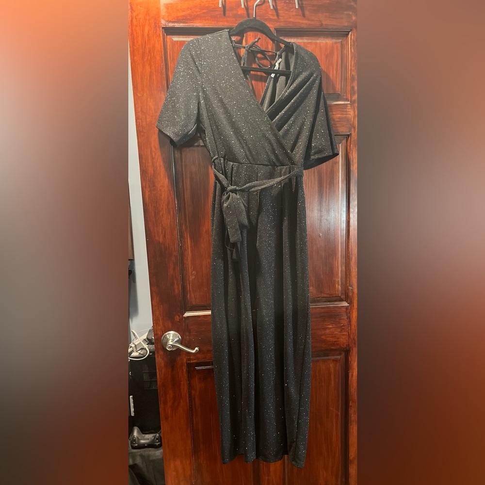 Francesca's Collections Glittery Black Jumpsuit